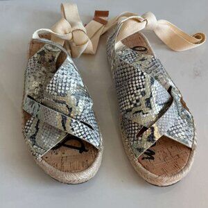 Sam Edelman Womens Alisha Tie Slingback Espadrille Sandals Snake Print Sz 9.5